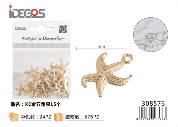 Set di 15 componenti decorativi a stella, oro KC