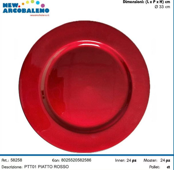 ARCOBALENO PIATTO PLASTICA 33CM ROSSO
