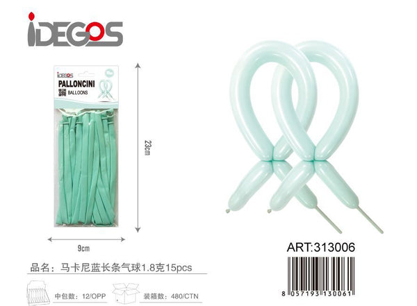 Palloncini lunghi in lattice pastello, 15 pezzi, serie 1,8 g