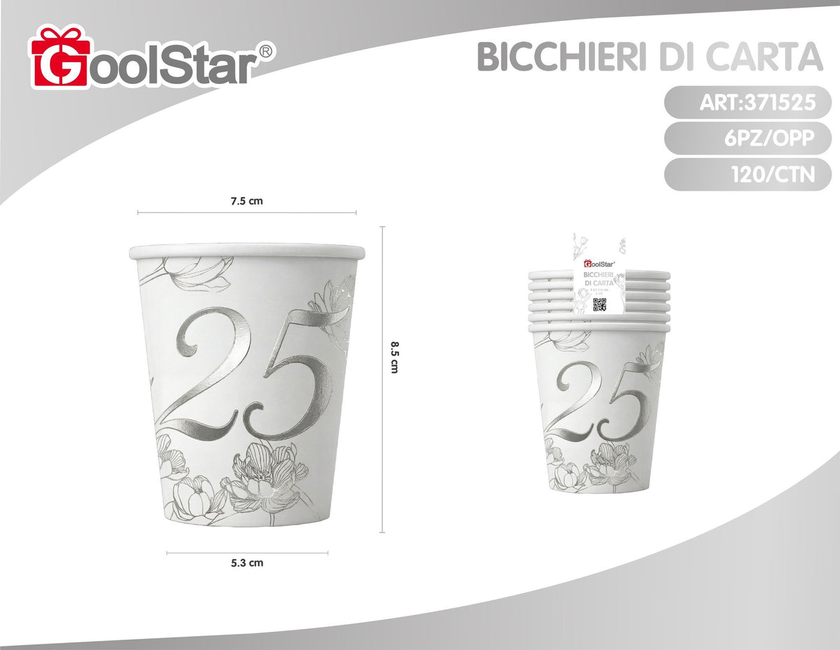 Bicchiere di carta con numero 25