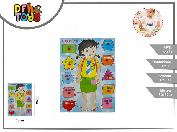 Puzzle corpo umano bambina in legno 30 × 22 cm