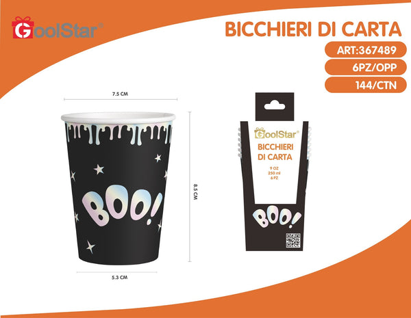 Bicchieri di carta Halloween – confezione da 6