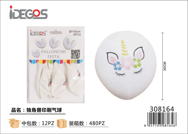 Palloncini in lattice con unicorno
