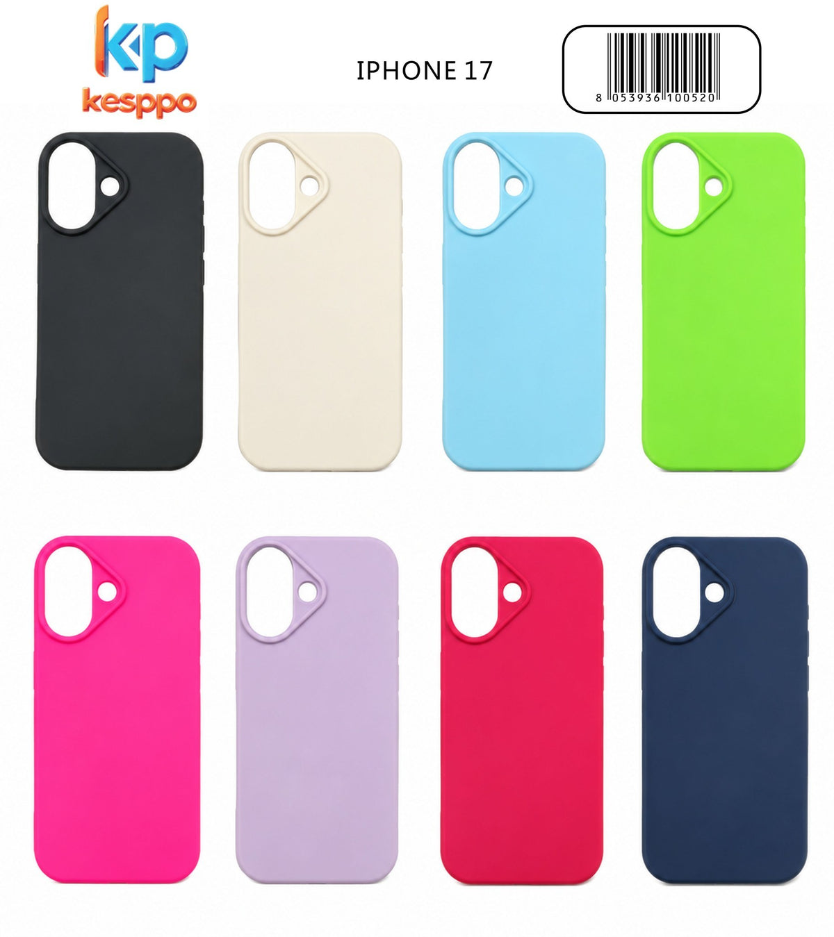Custodia per iPhone 17 – a tinta unita, in silicone, con apertura ampia