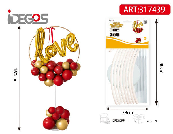 Ghirlanda di palloncini Love rossi e oro