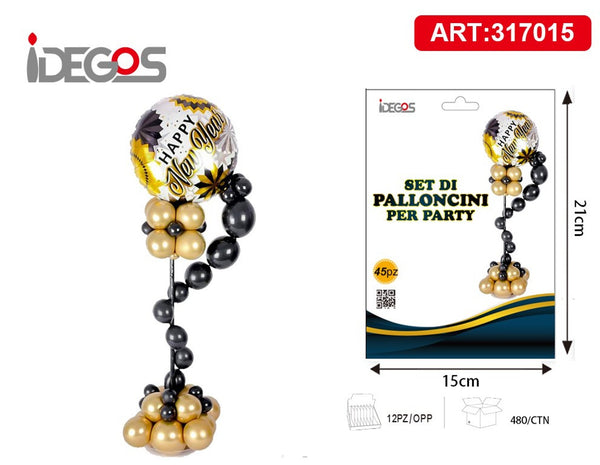 Set per composizione di palloncini Happy New Year, 45 pezzi
