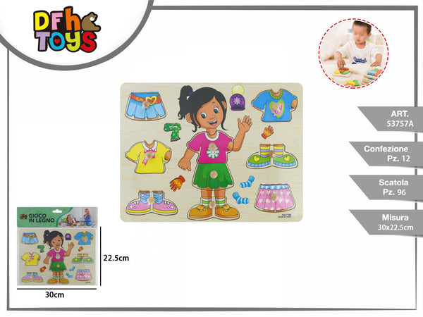 Puzzle in legno bambina e vestiti 30 × 22,5 cm