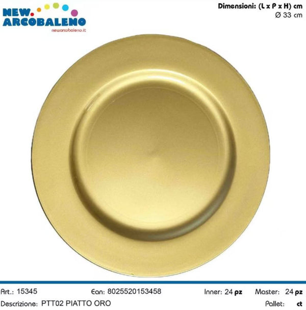 ARCOBALENO PIATTO PLASTICA 33CM ORO