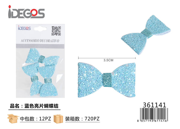 Fiocco decorativo con paillettes, celeste