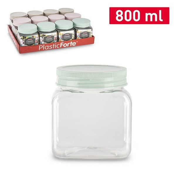 BARATTOLO QUADRATO PLASTICA CLASSICO 800ML 9.5X10.5X11.8CM