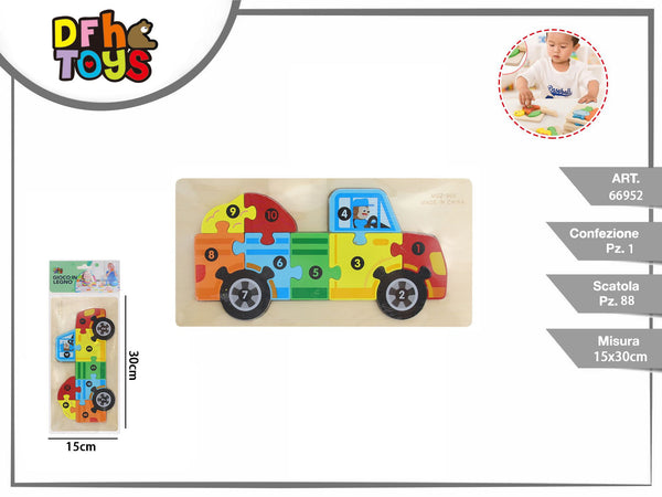 Puzzle camion in legno numerato 30 × 15 cm