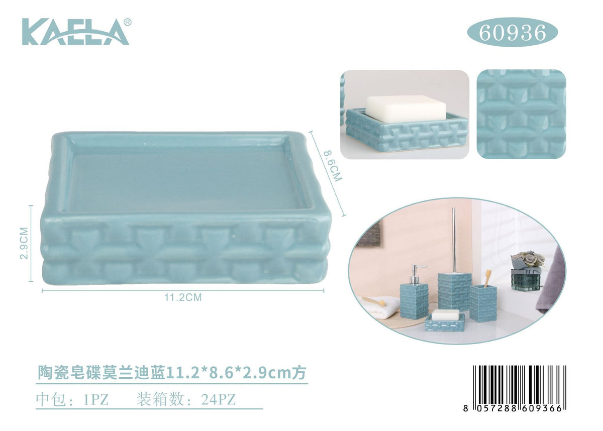 Portasapone, azzurro in ceramica