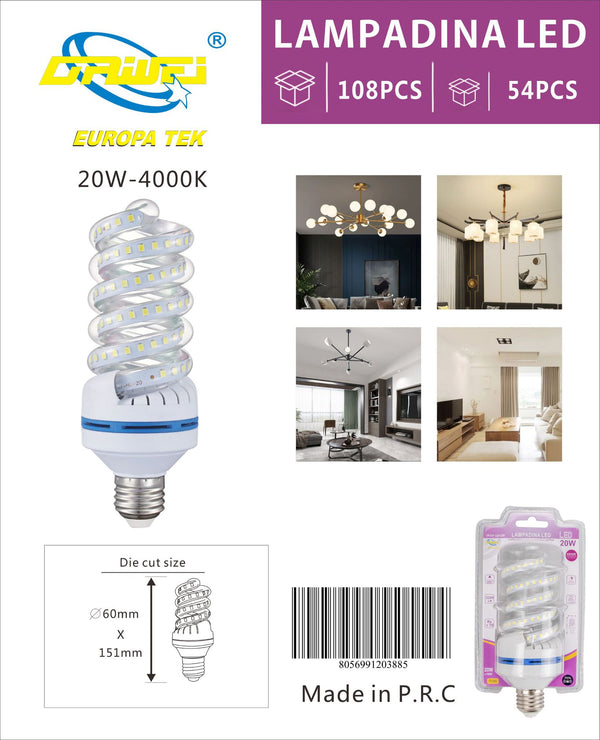 Lampadina LED a spirale — 20 W, E27