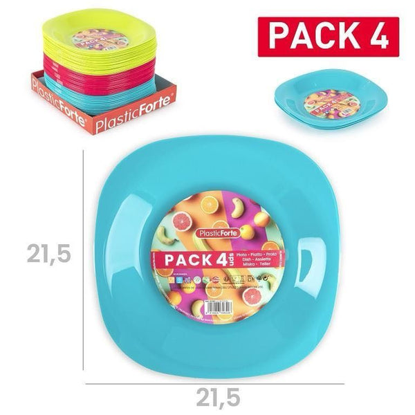 PACK 4 PIATTI PICNIC PLASTICA 8X8X16CM