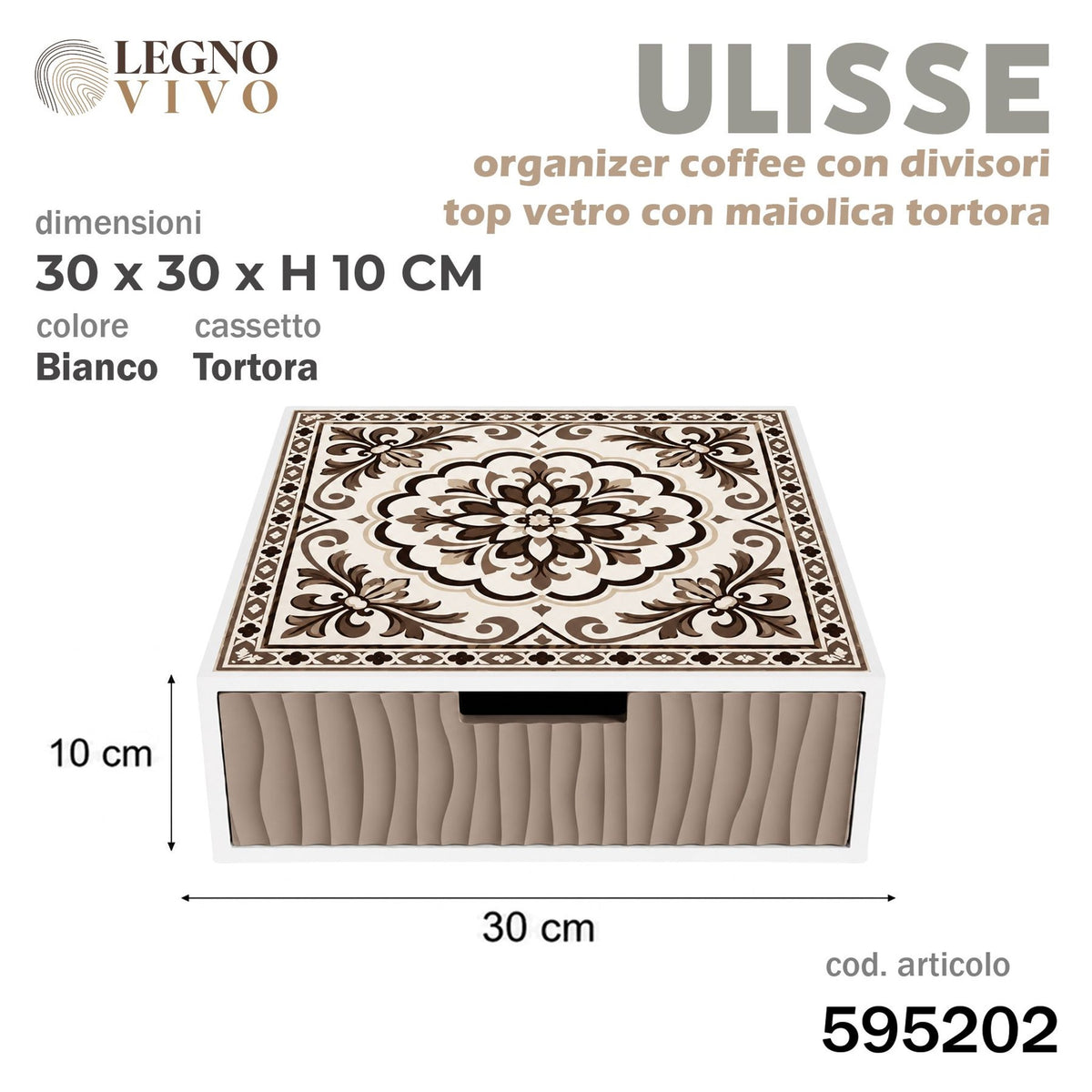 Organizer caffè bianco e tortora 30 × 30 × 10 cm