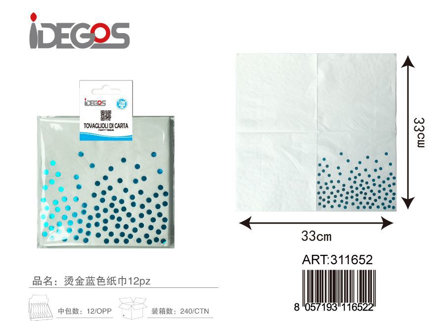 Tovaglioli di carta azzurro a pois