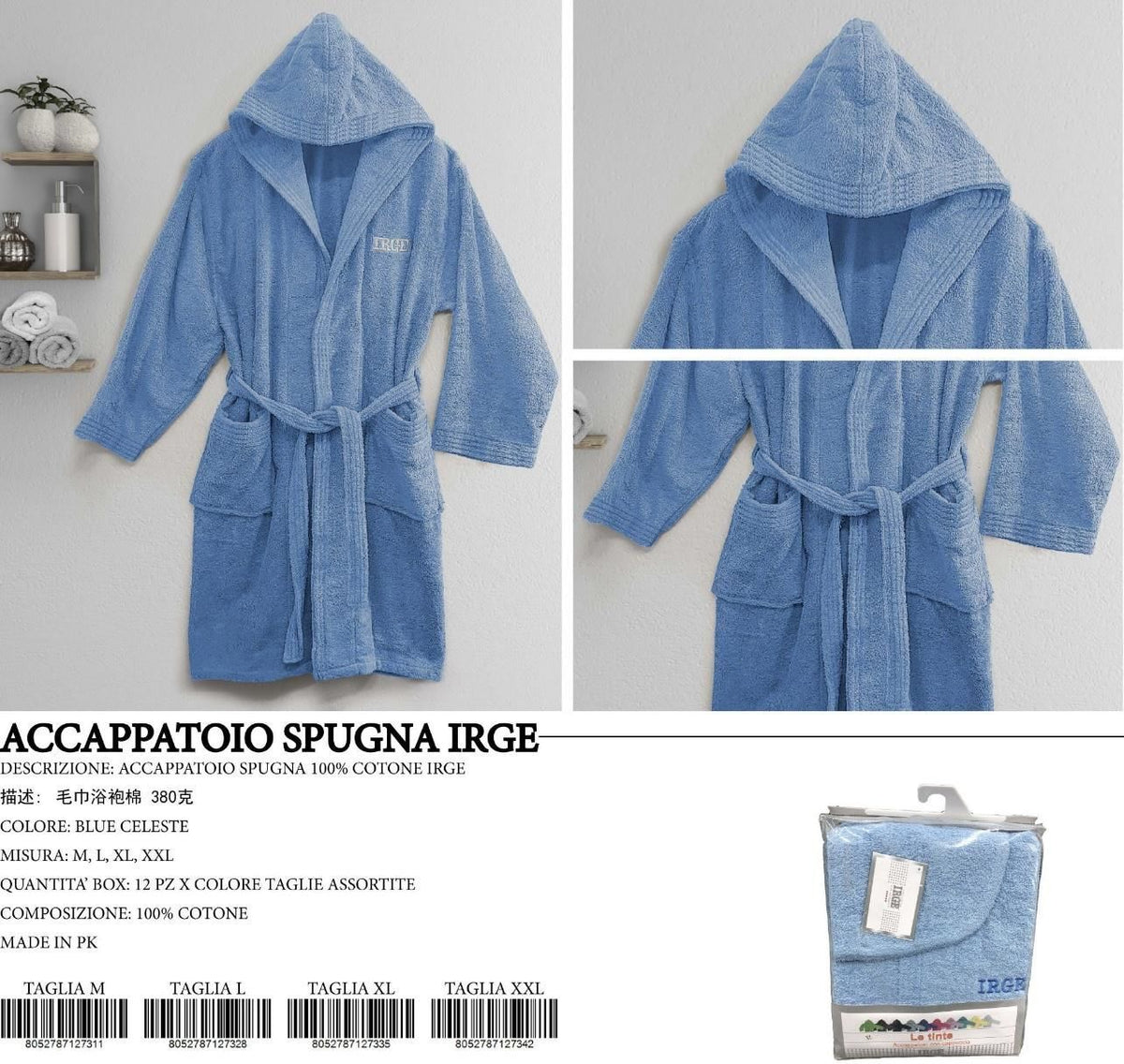 Accappatoio Irge Spugna Celeste