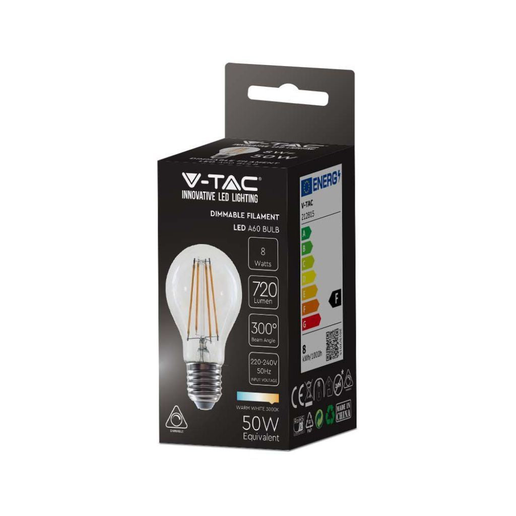 Lampadina LED V-TAC E27 A60 a filamento 8 W 3000 K dimmerabile