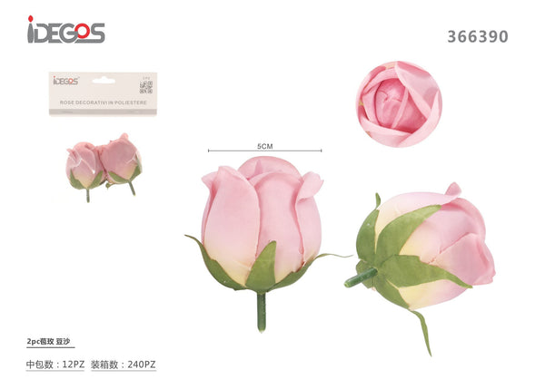 Boccioli di rosa decorativi, 2 pezzi