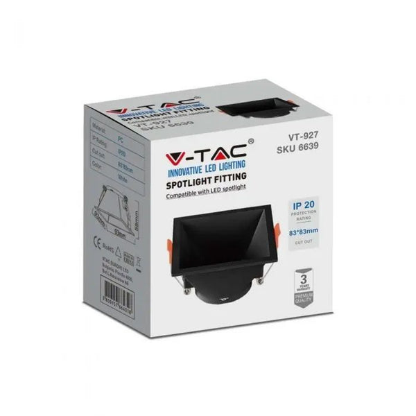 Portafaretto V-TAC GU10 quadrato nero