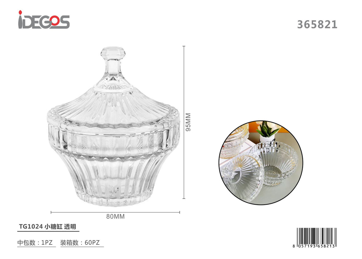Barattolino decorativo in vetro trasparente, modello TG1024