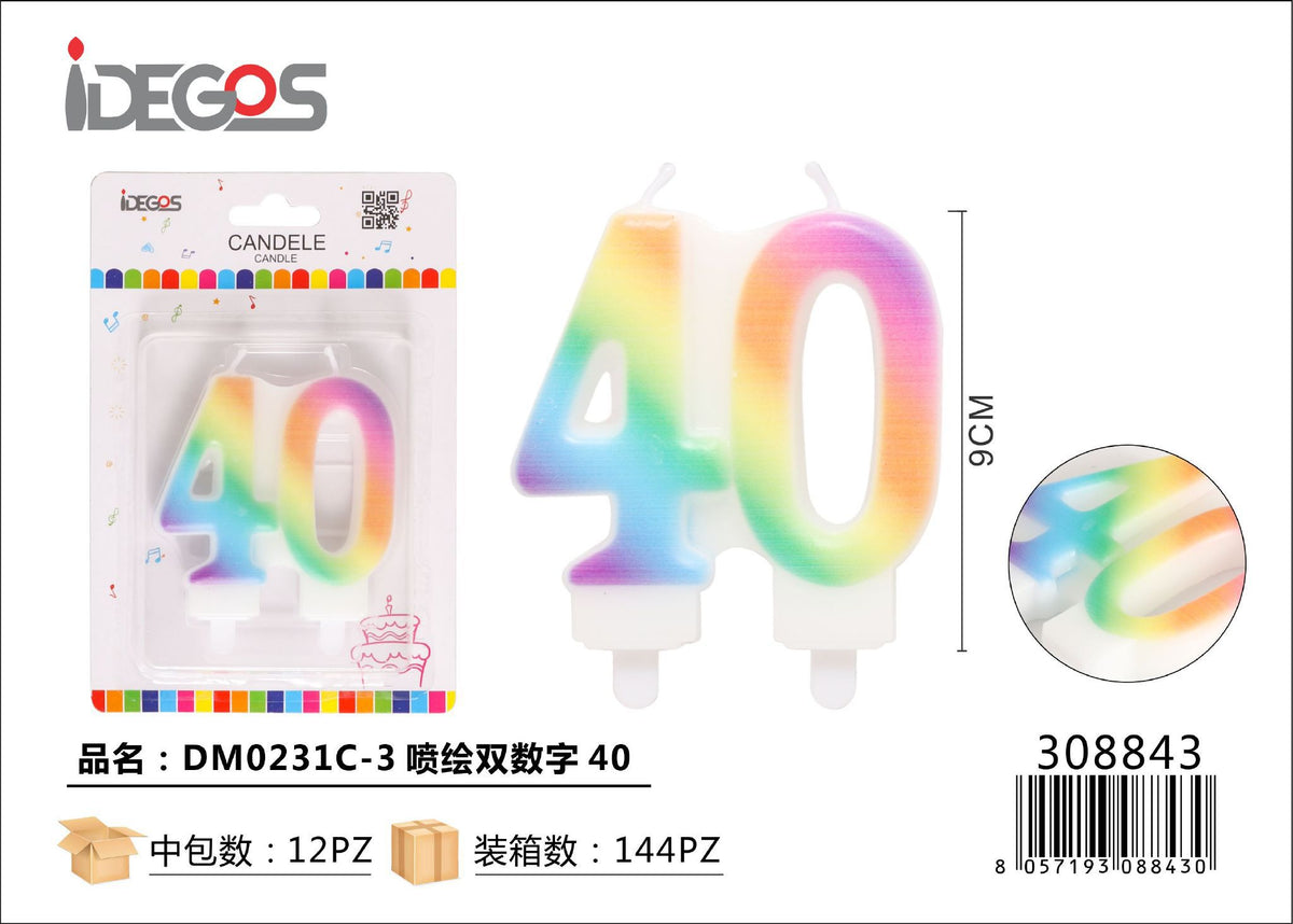 Candela numero 40 rainbow