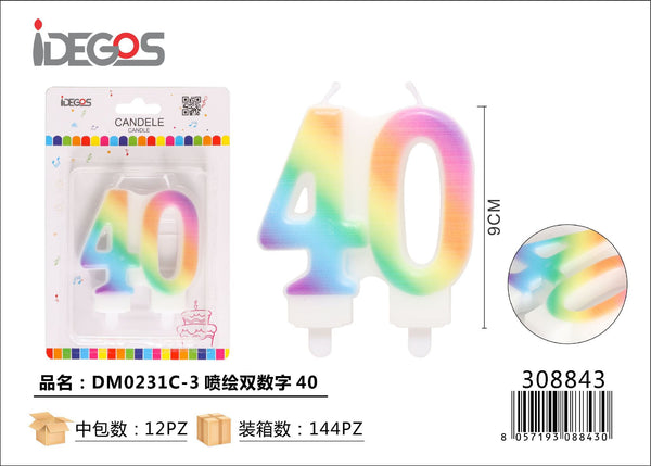 Candela numero 40 rainbow
