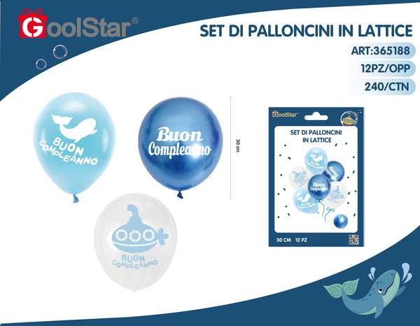Set di palloncini in lattice, tema marino