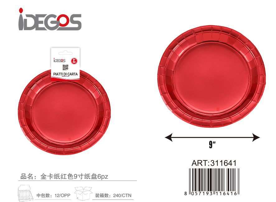 Piatto di carta rosso