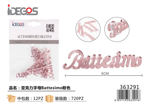 Scritta decorativa Battesimo in acrilico