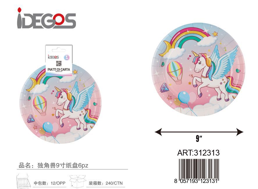Piatti di carta unicorno