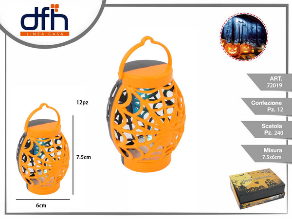 Mini lanterna LED Halloween arancione 7,5 cm