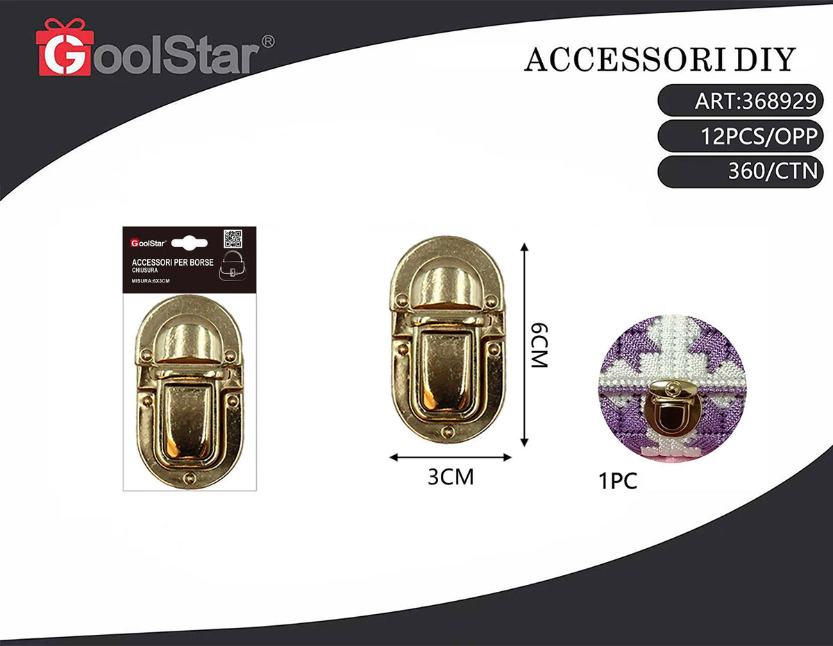 Chiusura GoolStar A061 per borse 6 x 3 cm, 1 pezzo