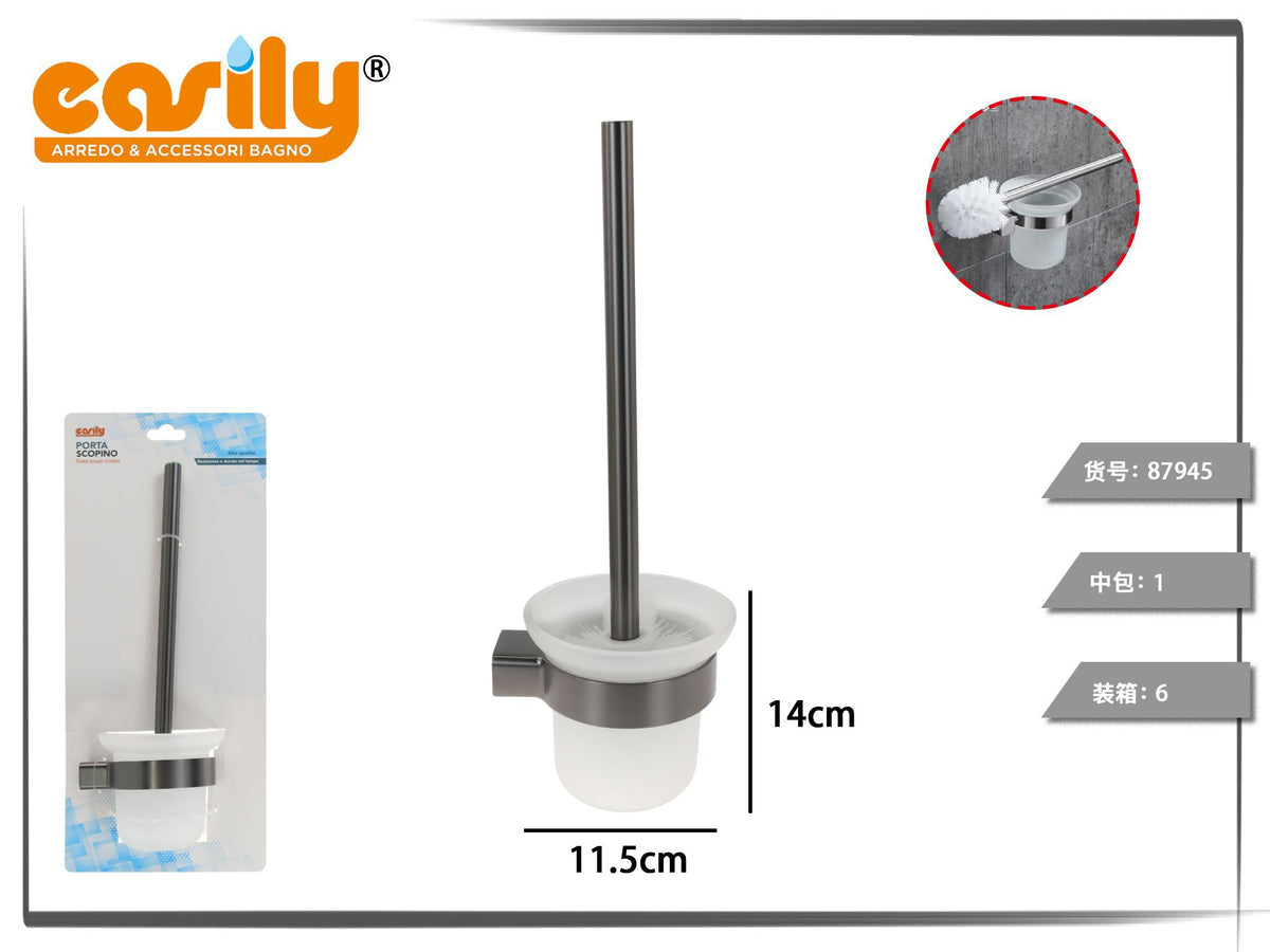 Scopino WC da parete con fascia grigio scuro