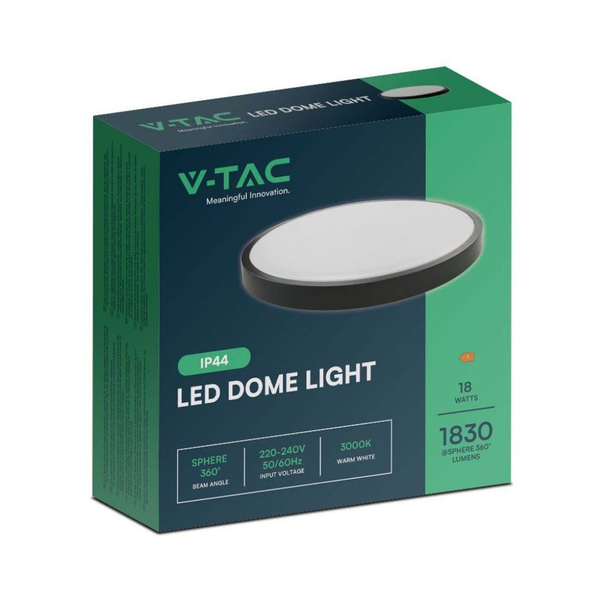 Plafoniera LED V-TAC rotonda 18 W 3000 K con cornice nera IP44