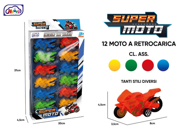 Veicolo giocattolo – 12 MOTO RETROCARICA NO1360