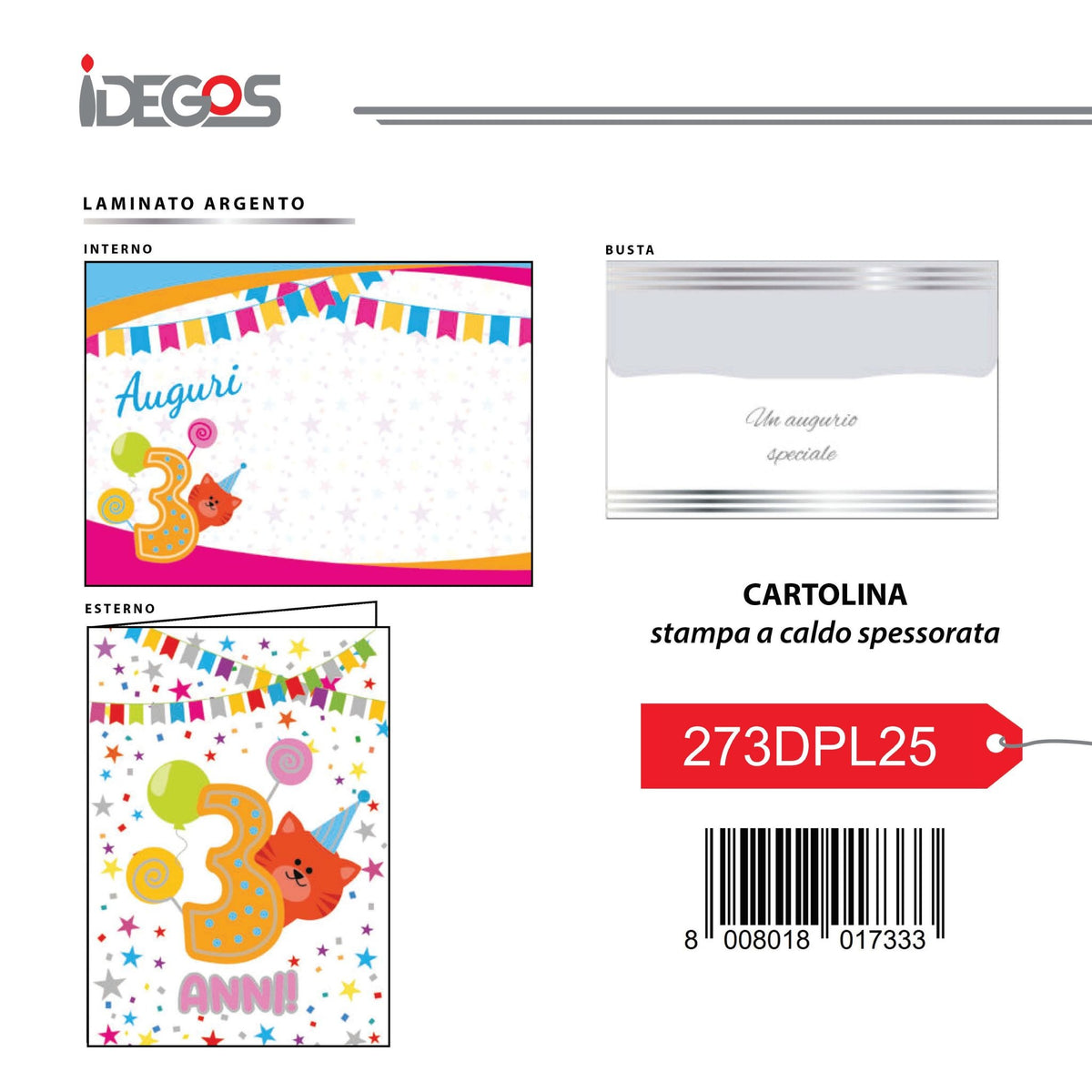 Biglietto auguri con stampa a caldo