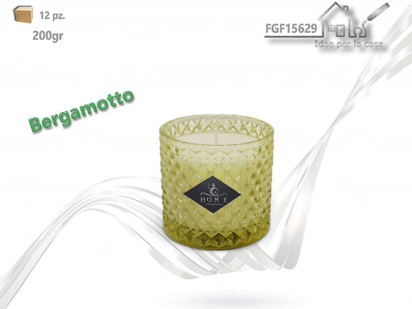 Candela al bergamotto in vaso di vetro 200 g