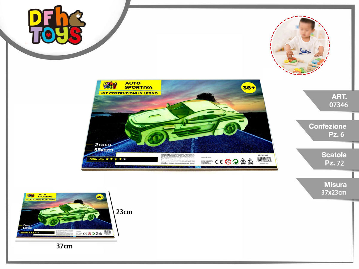 Puzzle 3D in legno auto sportiva 55 pezzi