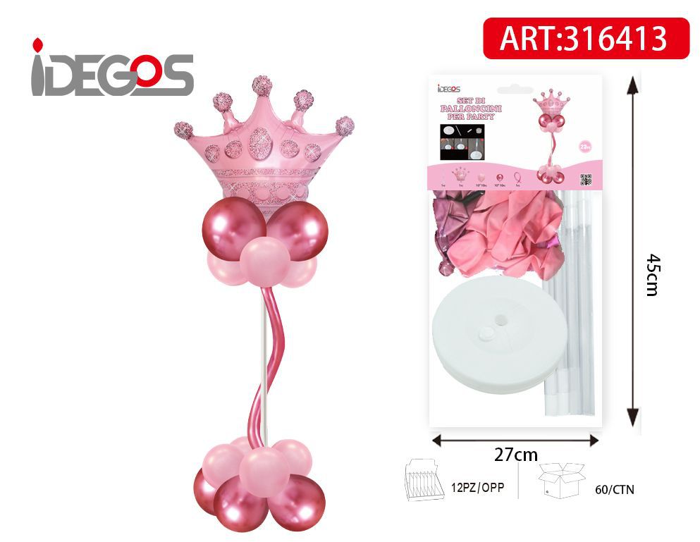 Set a palloncini rosa corona