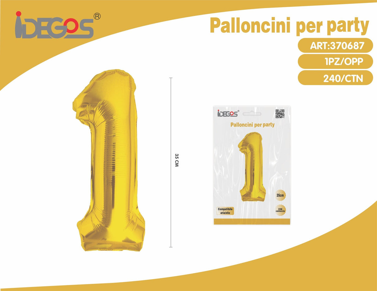 Palloncino Numero 1 Oro 35cm