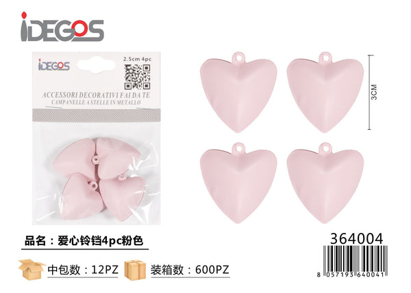 Set di 4 campanellini decorativi a cuore