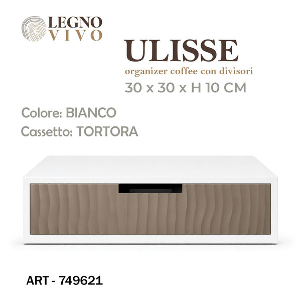 Organizer caffè Ulisse bianco con cassetto tortora 30 cm