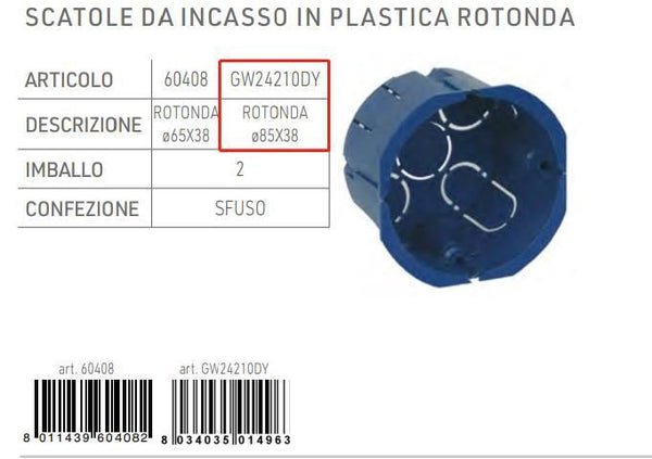 Scatola rotonda diam. 85x42
