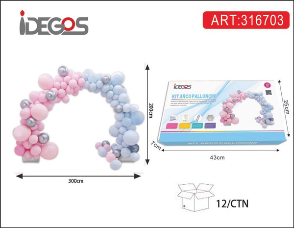 Kit arco palloncini baby shower rosa celeste