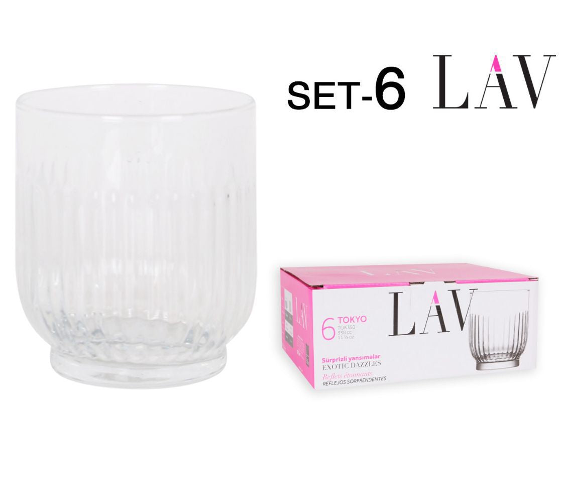 LAV SET 6 BICCHIERI VETRO 330CC TOKYO