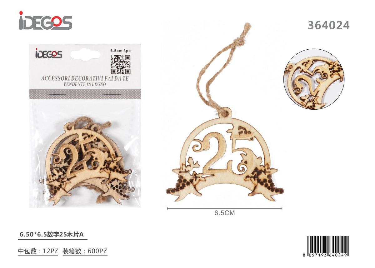 Pendente numerico in legno per anniversario