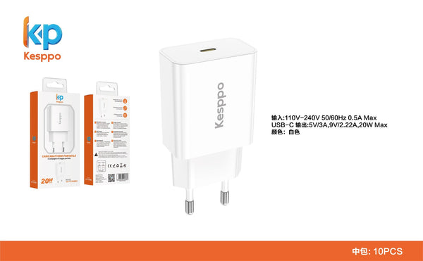 Caricatore VD-TC016BC da muro USB-C PD 20 W