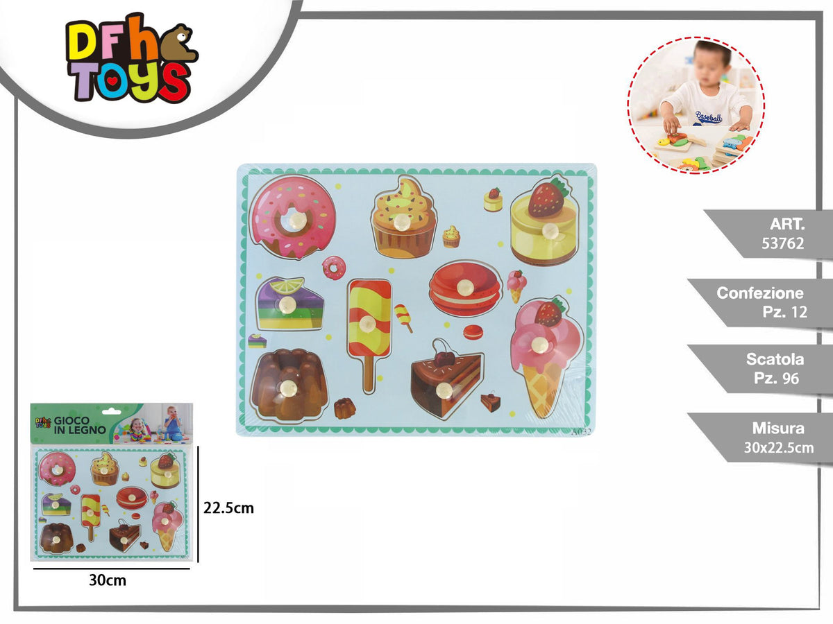 Puzzle in legno dolci con pomelli 30 × 22,5 cm