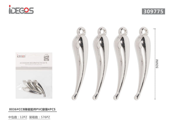 Set di 4 componenti decorativi a peperoncino, modello 8036